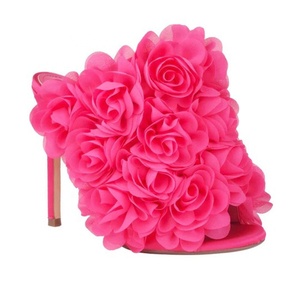 Summer Women Full Flower High Heels Floral Peep Toe Stiletto Sandals Custom Colors Dress on Mules Shoes - Product Image 2