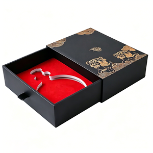 Luxury Custom Logo Drawer Wine <b>Gift</b> <b>Box</b> with Gold Foil and Foam Insert - Eco-Friendly Cardboard Packaging for Brands - Product Image 1