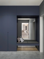 Meuble d'entrée sur mesure, étagère à chaussures, panneau modulaire, mobilier en bois stratifié, design traditionnel pour salon, pour toute la maison