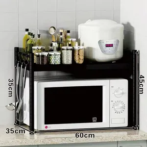 Estante de metal para horno microondas, estante de 2 niveles para almacenamiento de botellas y especias