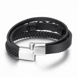 European American Vintage Cross-Border Unisex Men's Women's Handwoven Rope Cowhide 8-Figure Magnetic Stainless Steel Hot Selling - Product Image 5