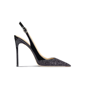 Escarpins dorés à talons aiguilles pour femmes, 10 cm et 12 cm, à bout pointu, sandales slingback sexy et tendance, design scintillant, grandes tailles pour l'été - Product Image 5