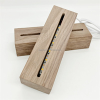 Base en bois massif naturel chêne hêtre noyer personnalisé USB LED base de lampe rectangulaire en bois pour support de lampe d'affichage en cristal acrylique