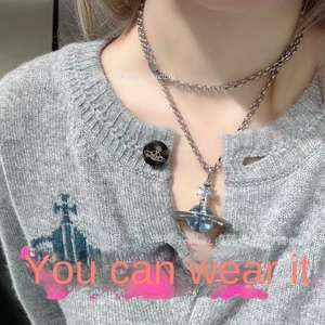 Collar Mother Orb de Alta Gama de 20 mm – Cadena de cuentas de bambú de 80 cm de largo, cadena de suéter colorida con planeta Saturno, estilo llamativo y de gran tamaño - Product Image 3