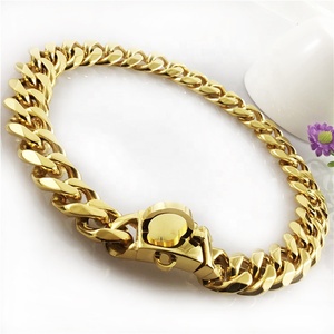 Collier ras de cou en acier inoxydable plaqué or 18 carats, 19mm, maillon cubain, nouveau produit pour animaux de compagnie - Product Image 1