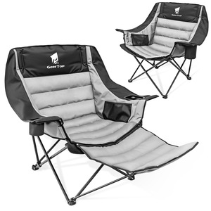 GearTop Folding Beach Chair With <b>Footrest</b> Padded Polyester Modern Design Outdoor Camping Use - Product Image 5