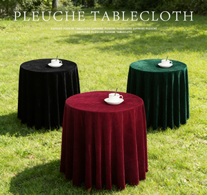 <span class=keywords><strong>Nappe</strong></span> Ronde en Velours Doux et Épais de Couleur Unie, Élégante et Luxueuse pour Décoration de Fête de Mariage - Product Image 3