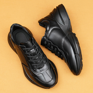 Zapatillas Casuales Ligeras de Piel Vacuna con Cordones para Hombre, Suela Gruesa - Product Image 4