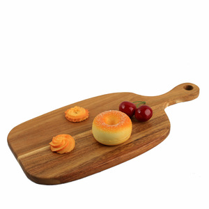 Tabla de cortar de madera de acacia de 30x18x1.5cm, madera maciza con asa para servir frutas y exhibir pan, fácil de limpiar. - Product Image 5