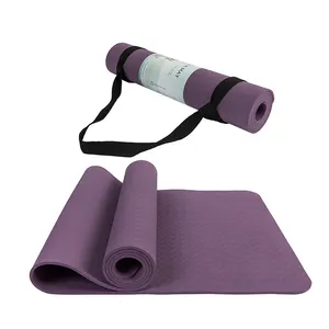 Hoge Kwaliteit Anti-Slip Tpe Fitness Custom Logo Paars Milieuvriendelijk 6Mm Yoga Mat