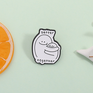 Better Together Hug Broche Esmalte Pins Figura de palo de dibujos animados Broches Insignia de solapa Regalo de joyería para mejores amigos al por mayor - Product Image 2