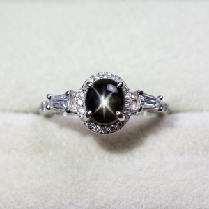 <b>Black</b> Star Sapphire <b>Ring</b>, Lindy Star <b>Ring</b>, Oval <b>Ring</b> <b>Black</b> Star Sapphire, 925 Sterling Silver <b>Ring</b> Lindy Star <b>Ring</b> for Gift - Product Image 1