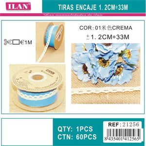 Strisce di pizzo ILAN 1,2 cm x 33 m colore crema per artigianato e decorazioni - Product Image 3