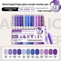 Marqueur liquide acrylique Guangna 586, grande capacité, pour journal créatif, 12 couleurs vives
