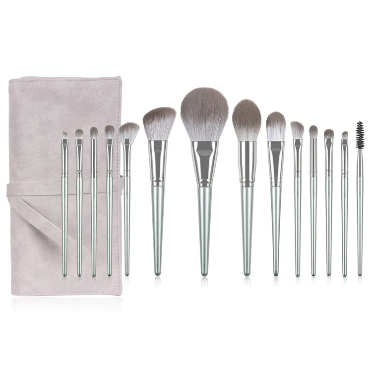 On Sale 14 Piece Custom Logo High Quality Synthetic Soft Cosmetics Makeup Brushes Tool Set Professional With Bag Private Label