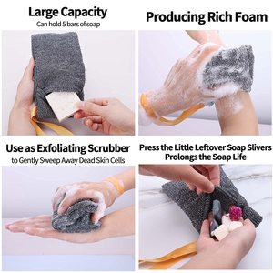 Soap Exfoliating Bag Drawstring Natural Sisal Soap Saver Shower Pouch Mesh Soap Bar Bag for Packaging - Product Image 2