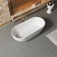 Baignoire autoportante en pierre artificielle de travertin, texture rocheuse, surface solide, confortable, pour intérieur