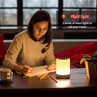 Lampu LED nirkabel Mini multifungsi, pemutar musik lampu sentuh Speaker Portabel