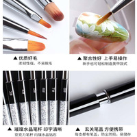 Diskon besar joran berlian kuas Gel akrilik kuas gambar Gel Uv dengan penutup berlian buatan gagang logam alat manikur Diy