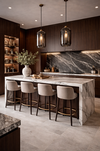 Gabinetes de <span class=keywords><strong>Cocina</strong></span> Modernos de Madera Oscura Estilo Vermont, Gabinetes de <span class=keywords><strong>Cocina</strong></span> Integrados de Mármol Artificial para <span class=keywords><strong>Cocina</strong></span> de Concepto Abierto - Product Image 2