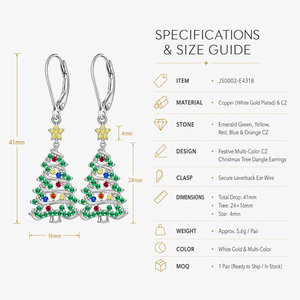 Boucles d'oreilles pendantes en forme d'arbre de Noël pour femmes, design étoile et arbre, accessoires d'oreille sur le thème des fêtes - Product Image 5