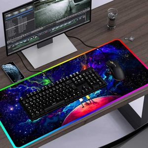 Custom XXL RGB Night Sky Space Stars,12 Light Modes-Non-Slip Rubber Base Mousepad-Textured Cloth-Long Glowing <strong>Laptop</strong> Desk Pad - Product Image 4