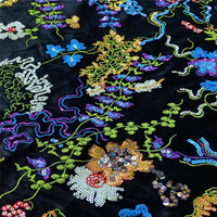 Robe de mariée en velours brodé à paillettes Tissu de broderie à la mode Cheongsam