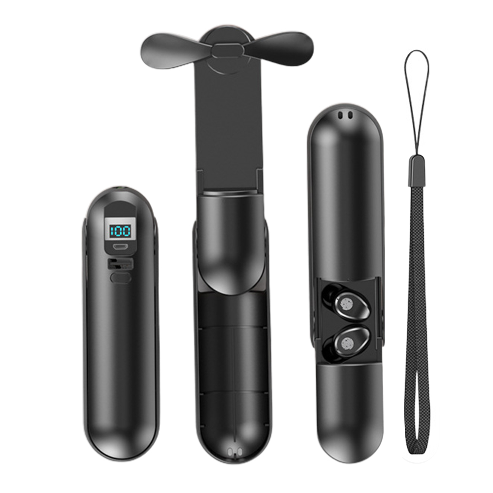 Уникальные гаджеты 4 в 1, наушники-вкладыши с портативным зарядным устройством, фонариком, светодиодный маленький заряжаемый вентилятор, беспроводные Игровые наушники 9d, наушники tws, anc