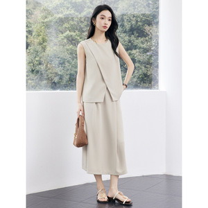 Women's Black Sleeveless Vest Set Solid Color Polyester Two Piece Suit For Work Summer Spring Casual Wear - Product Image 3