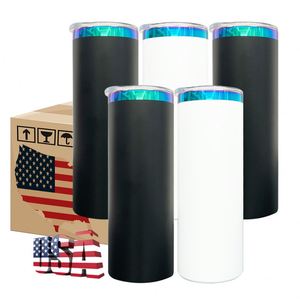 Gobelet droit 20oz avec couvercle coulissant, revêtement poudré noir et blanc, plaqué vert, personnalisable avec logo, vente en gros - Product Image 1
