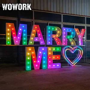 WOWORK wholesale 2024 LED grande 4ft 5ft AMOR letter light sign backdrop decorações de casamento para eventos de aniversário