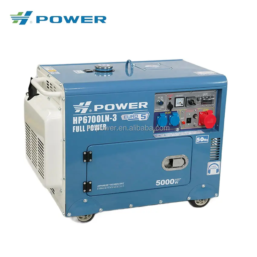 Gruppo elettrogeno Diesel monocilindrico portatile 5.5Kva di alta qualità con generatore Diesel di avviamento elettrico HP186FAE 50/60HZ
