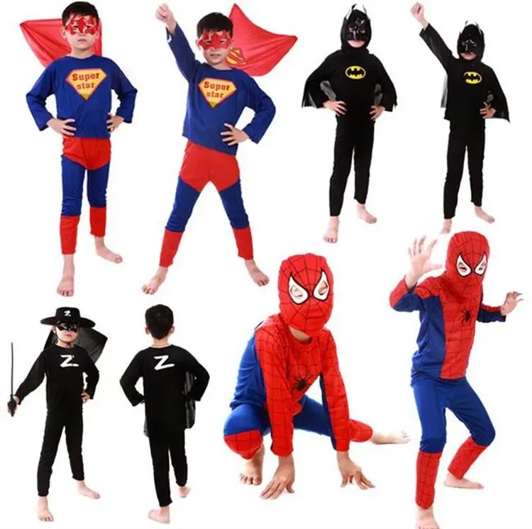 Hot Sale Kids Superhero Spiderman Zorro Cosplay Costume For Halloween Cosplay Costumes Role Play Dress Set