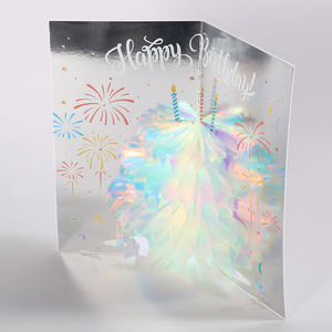 Cartes <span class=keywords><strong>d</strong></span>'<span class=keywords><strong>anniversaire</strong></span> de <span class=keywords><strong>mot</strong></span> personnalisées en forme de gâteau en carton créatif 3D haut de gamme avec impression numérique - Product Image 1