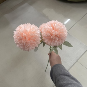 Prix de gros 3 têtes tige unique chrysanthème <span class=keywords><strong>pompon</strong></span> bouton poms maman <span class=keywords><strong>fleur</strong></span> de soie artificielle pour cimetière funéraire tombe - Product Image 4