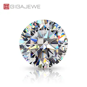 GIGAJEWE 3-15毫米0.1-12ct圆形切割白色DEF彩色碳硅石松散宝石碳化硅晶体