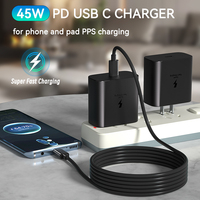 Cargador de Pared USB-C WAWEIS PD3.0 QC3.0 de 45W con Carga Rápida y Protección OVP para Teléfonos Móviles