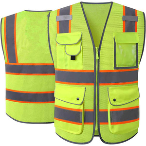 Жилет Ansi класса 2, Защитная черная сетчатая флуоресцентная Светоотражающая защитная одежда для рабочих - Product Image 3