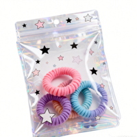 Sacs d'emballage en PVC personnalisés avec fermeture éclair, roses brillants, résistants à l'humidité, pour élastiques à cheveux et bijoux, mini-sacs refermables