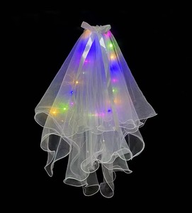 Velo da Sposa Luminoso con LED, Fiocco e Perle, Accessorio per Capelli che si Illumina al Buio per Feste di Matrimonio, Compleanno e Cosplay - Product Image 4
