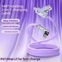 Câble USB-C 66W pour iPhone, rotation omnidirectionnelle, accents lumineux, charge rapide, transfert de données, silicone, stock direct usine