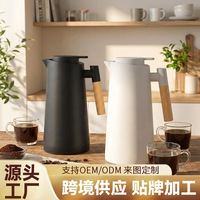 Bouilloire à eau de style nordique 1000 ml avec poignée en bois, écologique, pour usage domestique