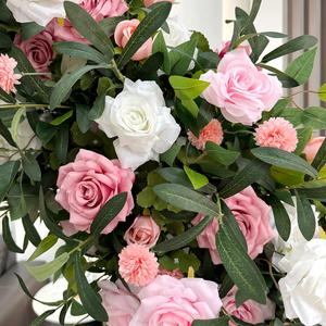 Luxury Eco-friendly Artificial Silk Flower Arch 2m Wedding Event Party White Pink Rose Mixed Arrangement <b>Backdrop</b> Decoration - Product Image 5
