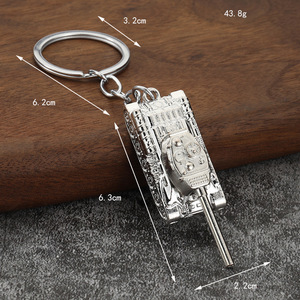 Nouveau pendentif de voiture pour hommes de Yujia, un monde personnalisé de chars <span class=keywords><strong>T34</strong></span> porte-clés modèle taille suspendu petit cadeau - Product Image 4