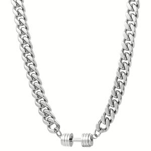 HIBRIDE Hip-hop Necklace Sporty Style for Men and Women Dumbbell <b>Titanium</b> Steel Cuban <b>Chain</b> High-end Men's Necklace Accessories - Product Image 1