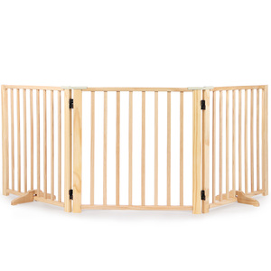 <strong>Wooden</strong> Safety <strong>Gate</strong> for <strong>Dog</strong> Barrier Foldable <strong>Stair</strong> <strong>Gate</strong>_4 Panels - Product Image 1