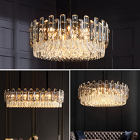 Rustique chambre salle à manger luminaires suspendus lustres d'éclairage plafond luxe or led moderne K9 lustres en cristal