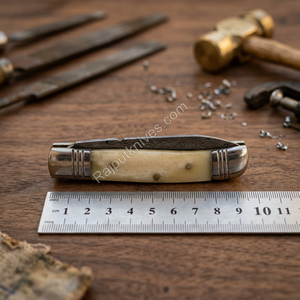 Handcrafted Damascus Steel Folding <b>Knife</b> <b>Bone</b> <b>Handle</b> Straight Edge Drop Point Blade 3 Blades Slide Open Pocket <b>Knife</b> - Product Image 5