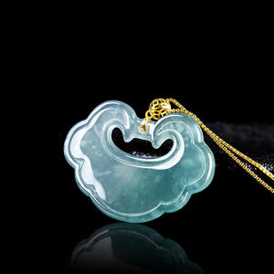 Colgante Ruyi de Jadeíta Natural Azul Agua con Incrustaciones de Oro de 18K, Joyería Femenina, Moda Sencilla, Certificado de Tasación D814 - Product Image 3