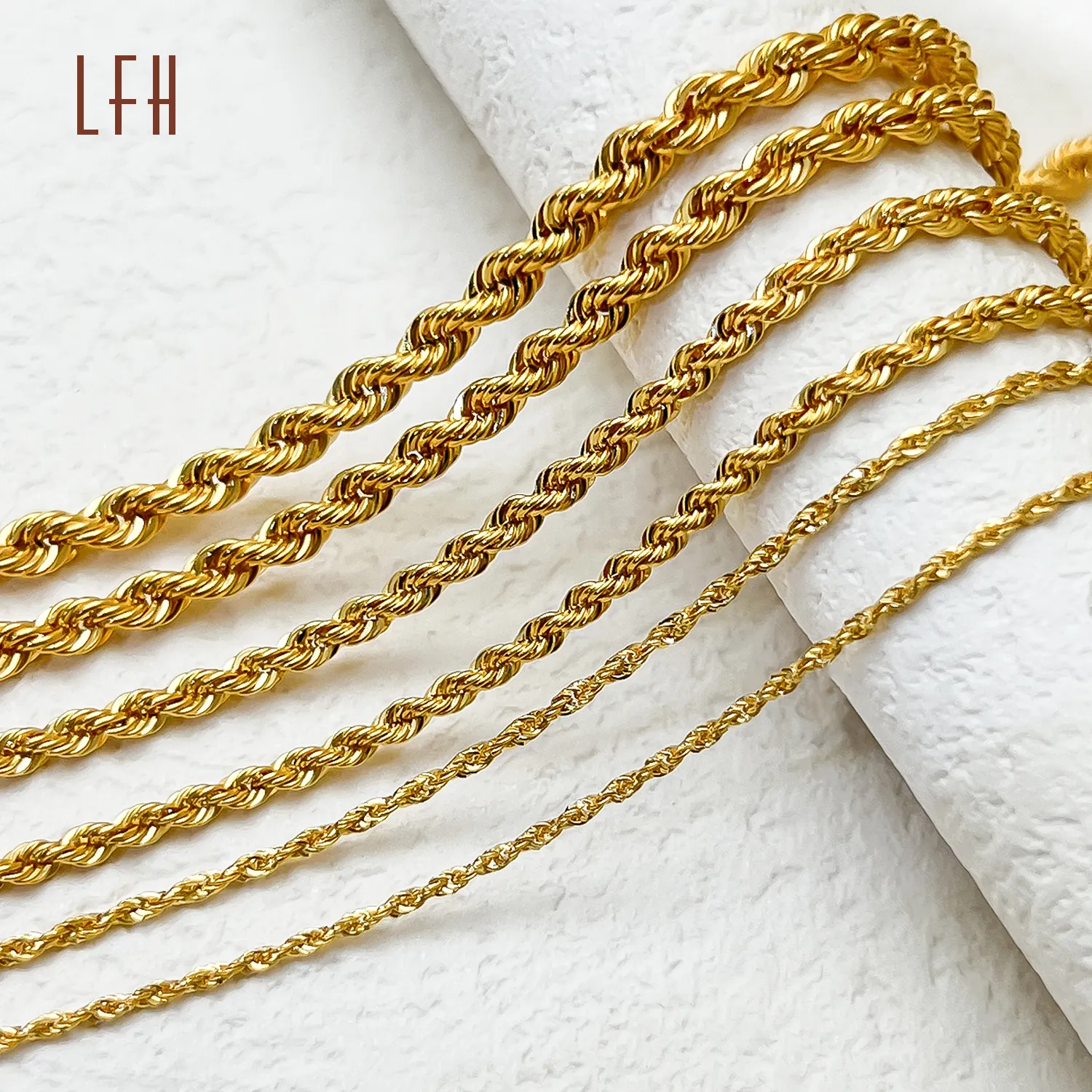 Bulk sale Pure Gold Au750 Twisted Rope Chains Necklace oro 18k Gold Jewelry 18k Real 18k Solid Gold Rope Chain Necklace